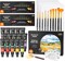 47 Pack Acrylic Paint Set, Shuttle Art 15 Colours (12ml Each, 2Pack) Acrylic Paint with 10 Brushes Painting Canvas Knife Palette Sponge, Complete Gift Set for Kids, Adults Painting Canvas, Ceramic